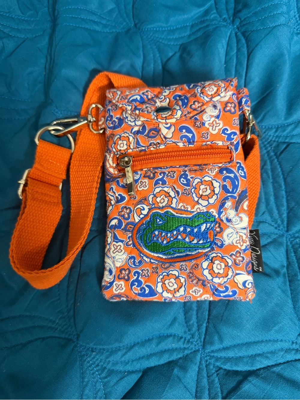 Viva Designs University of Florida Gators Orange Floral Crossbody Phone Pouch